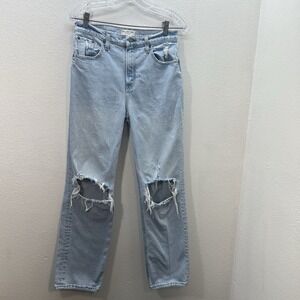 Abercrombie & Fitch Sz 28/6 Short 90s Straight Ultra High Rise Jeans Light Wash